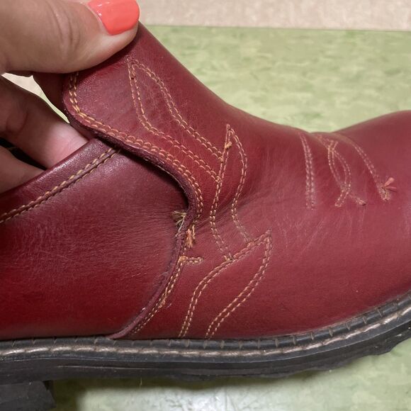 John Fluevog Shoes Red Leather Chunky Platform Grunge 10 Slip On - Picture 11 of 12